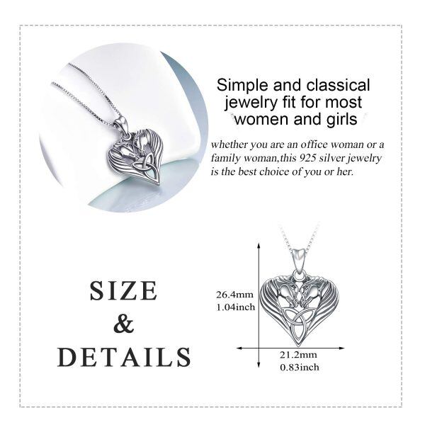 Sterling Silver Oxidized Celtic Knot Love Heart Horse Head Pendant Necklace-2