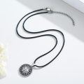 wholesale 925 Sterling Silver Sun Compass Necklace with Leather Cord - Graduation Gift for Him & Her-0-1