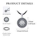 wholesale 925 Sterling Silver Sun Compass Necklace with Leather Cord - Graduation Gift for Him & Her-0-3