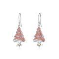 wholesale 925 Sterling Silver Red Crystal Christmas Tree Drop Earrings for Women Girls Hypoallergenic Hooks-0-0