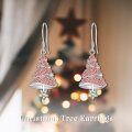 wholesale 925 Sterling Silver Red Crystal Christmas Tree Drop Earrings for Women Girls Hypoallergenic Hooks-0-1