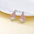 wholesale 925 Sterling Silver Red Crystal Christmas Tree Drop Earrings for Women Girls Hypoallergenic Hooks-0-2