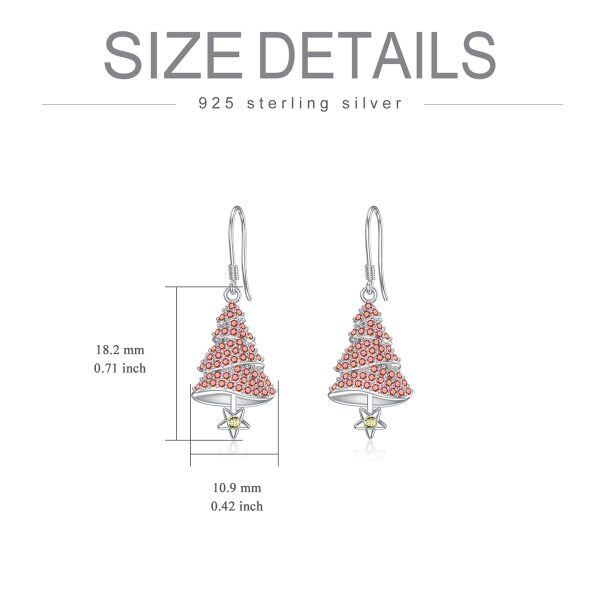 Sterling Silver Zircon Sliver Plated Tree Dangle Hook Xmas Earrings-5