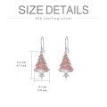 wholesale 925 Sterling Silver Red Crystal Christmas Tree Drop Earrings for Women Girls Hypoallergenic Hooks-0-5