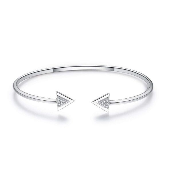 Sterling Silver Zircon Sliver Plated Arrow Love Bangle Bracelets -0