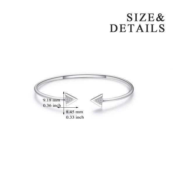 Sterling Silver Zircon Sliver Plated Arrow Love Bangle Bracelets -2