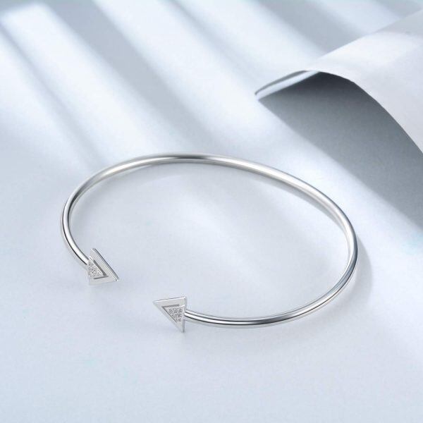 Sterling Silver Zircon Sliver Plated Arrow Love Bangle Bracelets -4