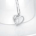 wholesale 925 Sterling Silver Dolphin in Heart Pendant Necklace with CZ Stones for Women and Girls - 45 cm Chain Length-0-3