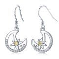 wholesale 925 Sterling Silver Hypoallergenic Crescent Moon & Star Dangle Drop Earrings  for Women-0-0