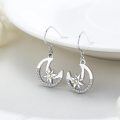 wholesale 925 Sterling Silver Hypoallergenic Crescent Moon & Star Dangle Drop Earrings  for Women-0-1
