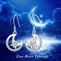 wholesale 925 Sterling Silver Hypoallergenic Crescent Moon & Star Dangle Drop Earrings  for Women-0-5