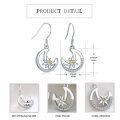 wholesale 925 Sterling Silver Hypoallergenic Crescent Moon & Star Dangle Drop Earrings  for Women-0-6