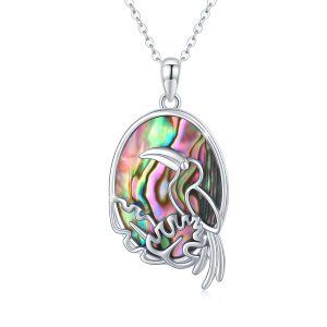 Sterling Silver Abalone Shell Sliver Plated Parrot Pendent Necklaces-0