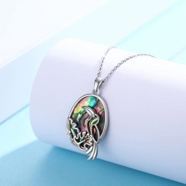 Sterling Silver Abalone Shell Sliver Plated Parrot Pendent Necklaces-1