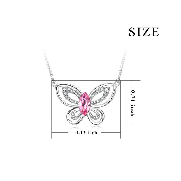 Sterling Silver Rhodium Plated Butterfly Pendant Necklace-1