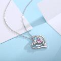 wholesale 925 Sterling Silver Pink Crystal Heart I love you Forever Pendant Necklace Gifts for Mom/Wife-0-1