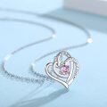 wholesale 925 Sterling Silver Pink Crystal Heart I love you Forever Pendant Necklace Gifts for Mom/Wife-0-2