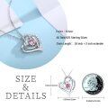 wholesale 925 Sterling Silver Pink Crystal Heart I love you Forever Pendant Necklace Gifts for Mom/Wife-0-6