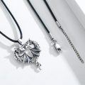 wholesale 925 Sterling Silver Heart-Shaped Dragon Pendant Necklace - Gothic Style Jewelry for Women and Men-0-4