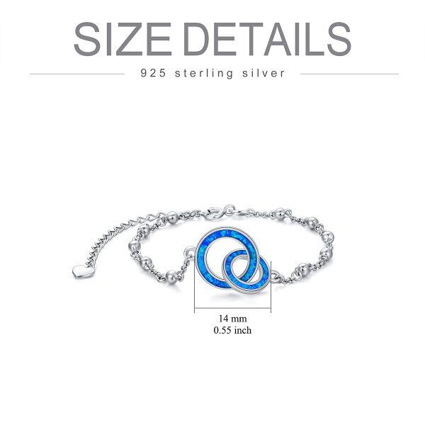 Sterling Silver Blue Opal Sliver Plated Mother and Daughter Interlocking Bracelet-3