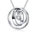 wholesale 925 Sterling Silver I Love You To the Moon And Back Engraved Triple Circle Cubic Zirconia Pendant Necklace For Mom-0-0