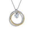 wholesale 925 Sterling Silver Double Circle Pendant Heart Charm Necklaces for Women Girls Mothers Day Gifts Jewelry Set-0-0