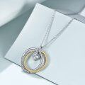 wholesale 925 Sterling Silver Double Circle Pendant Heart Charm Necklaces for Women Girls Mothers Day Gifts Jewelry Set-0-2