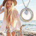wholesale 925 Sterling Silver Double Circle Pendant Heart Charm Necklaces for Women Girls Mothers Day Gifts Jewelry Set-0-5