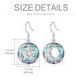 wholesale 925 Sterling Silver Round Cutout Moon & Stars Swarovski Crystals Dangle Earrings Gifts for Teenage Girl Mother's Day Valentines Xmas Jewelry Present Ideas-0-1