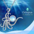 wholesale 925 Sterling Silver Moonstone Octopus Pendant Necklace for Women's -0-5