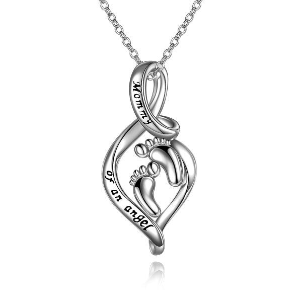 Sterling Silver Silver Plated Mommy of an Angel Pendent Necklace-0