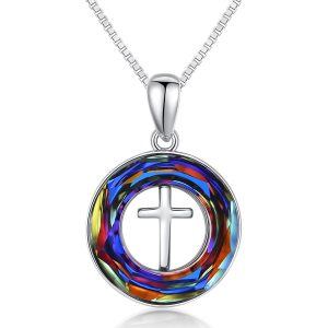 Sterling Silver Crytal Rhodium Plated Celtic Necklace-0