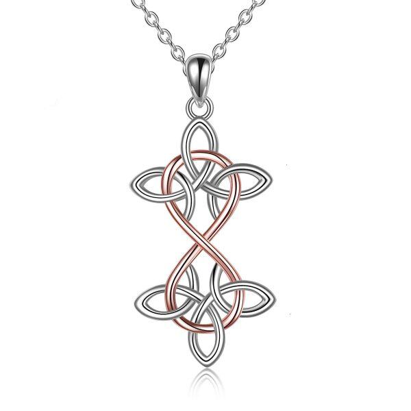 Sterling Silver Rhodium And Rose Glod Plated Celtic Infinity Necklace-0