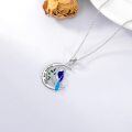 wholesale 925 Sterling Silver Moon & Blue Bird Angels Are Near Pendant Necklace for Women/Mom-0-2