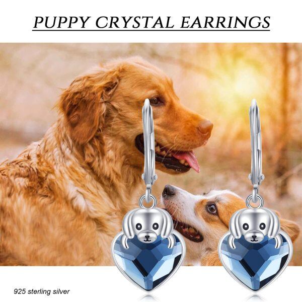 Sterling Silver Crystal Rhodium Plated Dog Earrings-6