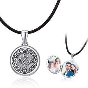 Sterling Silver Oxidized Celtic Locket Necklace-0