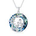 wholesale 925 Sterling Silver Flamingo & Tree of Life Pendant Necklace w/Blue Crystals - Gifts for Her-0-0