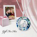 wholesale 925 Sterling Silver Flamingo & Tree of Life Pendant Necklace w/Blue Crystals - Gifts for Her-0-5