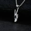 wholesale 925 Sterling Silver OXIDIZED MATTE VICTORY GESTURE MEN'S PENDANT NECKLACE (55+5CM) - KIDS' GIFTS-0-3