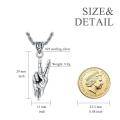 wholesale 925 Sterling Silver OXIDIZED MATTE VICTORY GESTURE MEN'S PENDANT NECKLACE (55+5CM) - KIDS' GIFTS-0-5