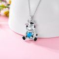 wholesale 925 Sterling Silver Austrian Blue Crystal Cow Love Pendant Necklace for Women Girls -0-1