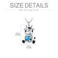 wholesale 925 Sterling Silver Austrian Blue Crystal Cow Love Pendant Necklace for Women Girls -0-3