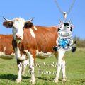 wholesale 925 Sterling Silver Austrian Blue Crystal Cow Love Pendant Necklace for Women Girls -0-5