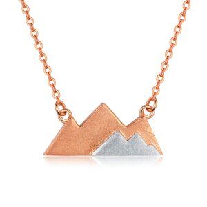 Sterling Silver Two Tone Color Mountain Pendent Necklace -0