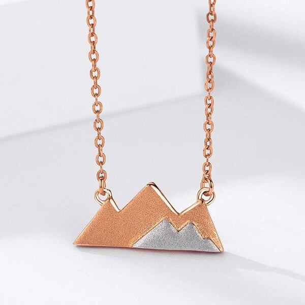 Sterling Silver Two Tone Color Mountain Pendent Necklace -1