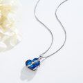 wholesale 925 Sterling Silver Blue Crystal Heart Pendant She believed she could Inspirational Quote Necklace-0-1