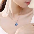 wholesale 925 Sterling Silver Blue Crystal Heart Pendant She believed she could Inspirational Quote Necklace-0-3