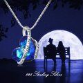wholesale 925 Sterling Silver Blue Crystal Heart Pendant She believed she could Inspirational Quote Necklace-0-5