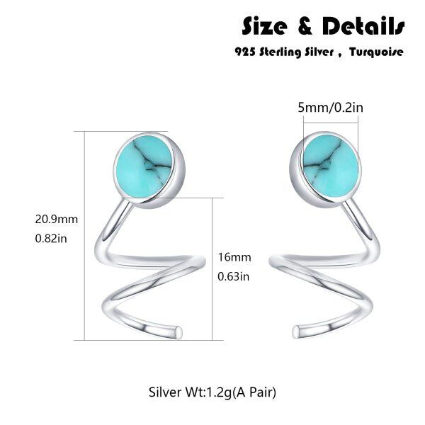 Sterling Silver Silver Plated Turquoise Wrap Ear Crawler Earrings -1