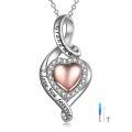 wholesale 925 Sterling Silver Pink Crystal Heart Urn Pendant Memorial Keepsake Necklace-0-0